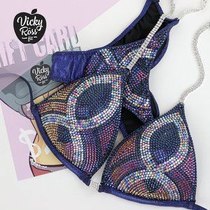 Blue Night Unique AB Crystal Fitness Bikini Suit